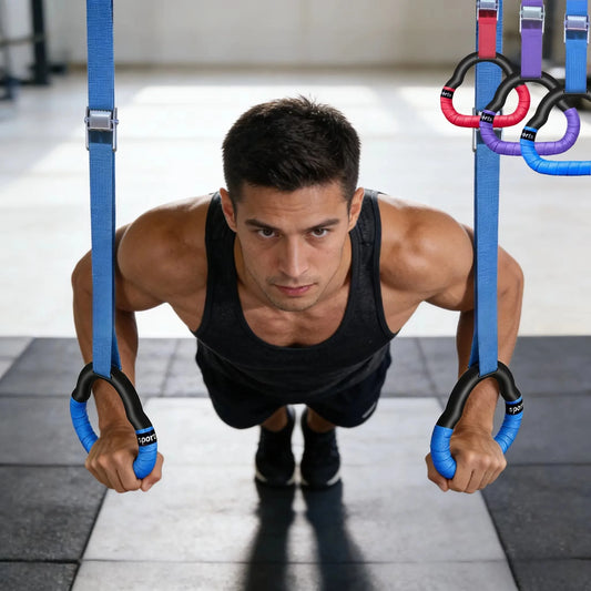 Multi-Function Wall Mounted Adjustable Fitness Rings Indoor Home Gym Equipment for Pull Ups Dips Stretching & Body Strength