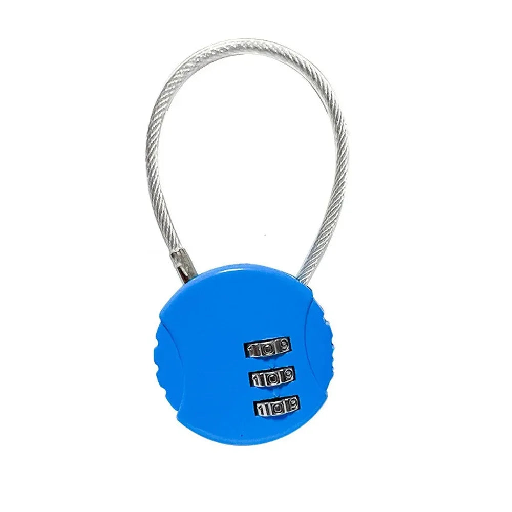 Round Steel Wire Rope Combination Lock for Luggage, Bags, Backpacks, Handle Cases, Mini Three-digit Combination Padlock