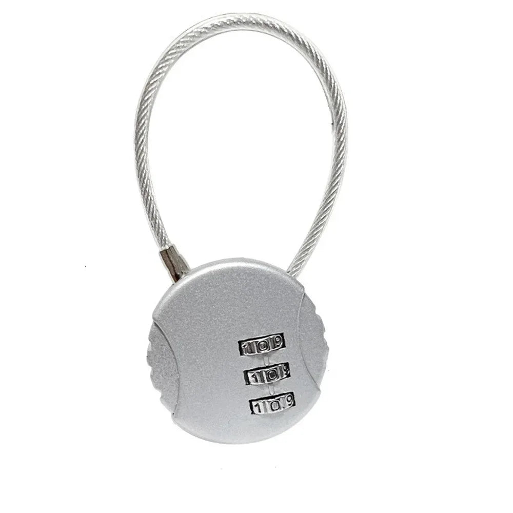 Round Steel Wire Rope Combination Lock for Luggage, Bags, Backpacks, Handle Cases, Mini Three-digit Combination Padlock