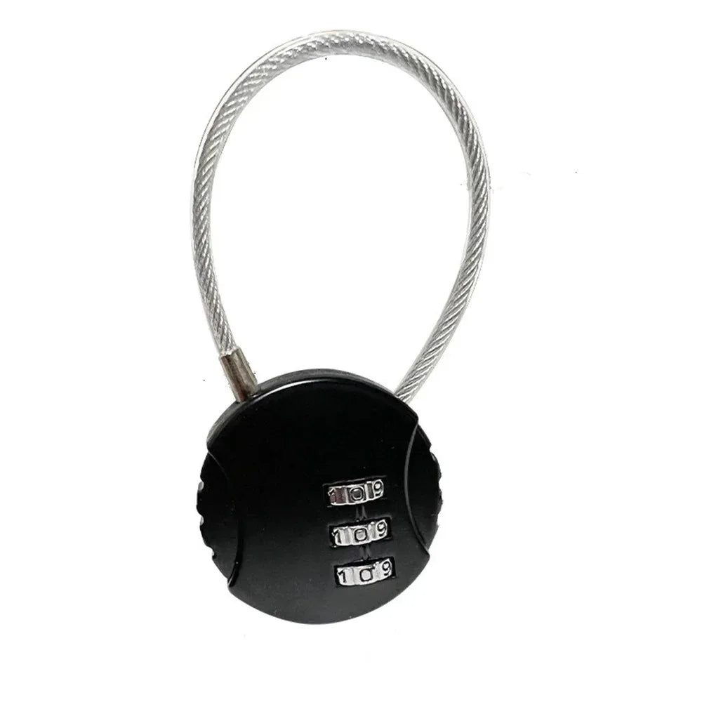 Round Steel Wire Rope Combination Lock for Luggage, Bags, Backpacks, Handle Cases, Mini Three-digit Combination Padlock