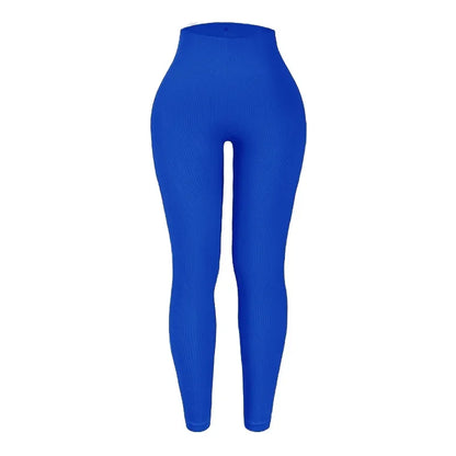 Seamless Knit Yoga Leggings Women Thread Solid Tights Gym Workout Running Stretchy High Waist Hip Liftting Skinny Gym Leggings