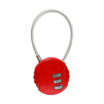 Round Steel Wire Rope Combination Lock for Luggage, Bags, Backpacks, Handle Cases, Mini Three-digit Combination Padlock